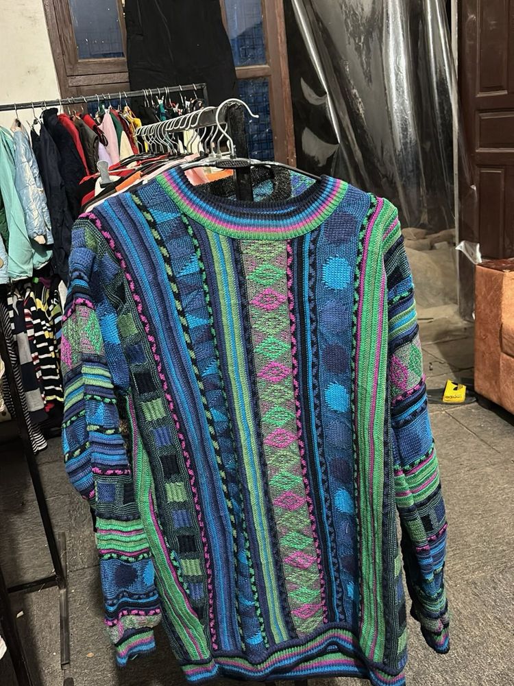 Vintage Patterned Knit Sweater