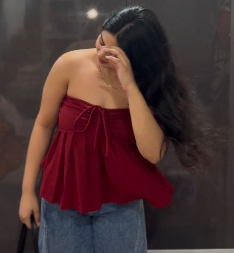 Red Ruffle Tube Top