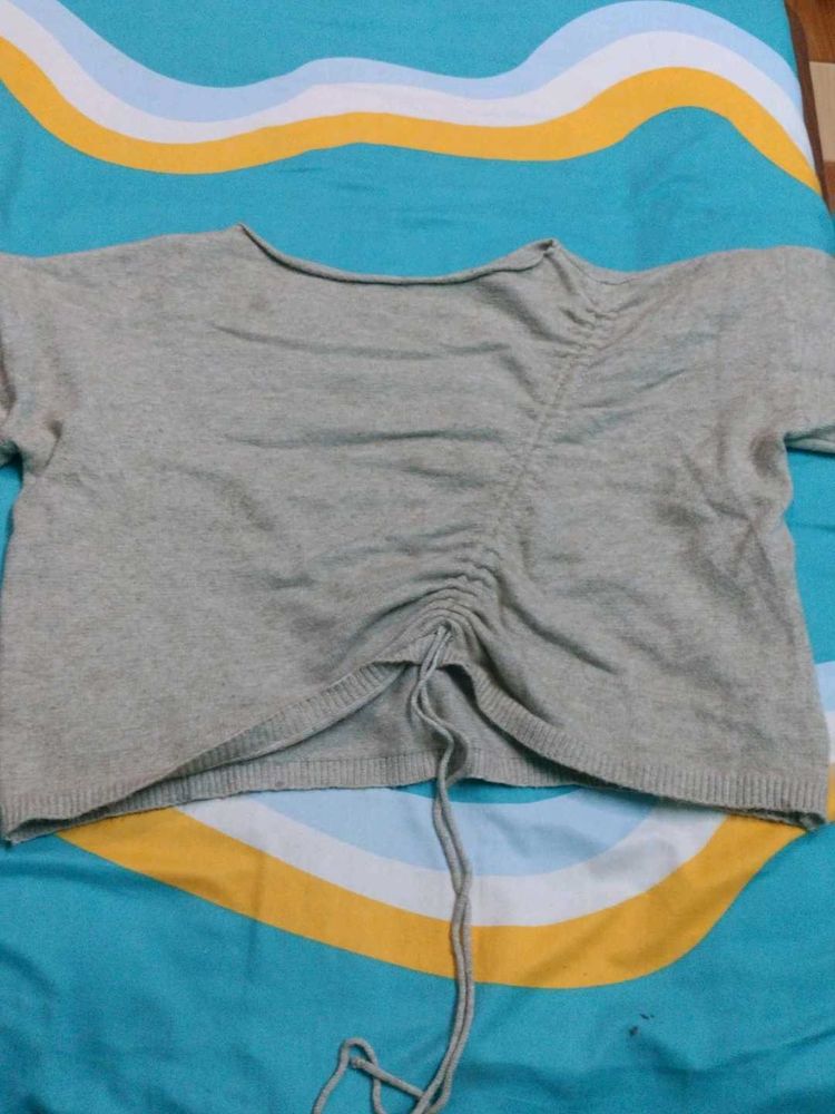 Beige Short Sleeve Top