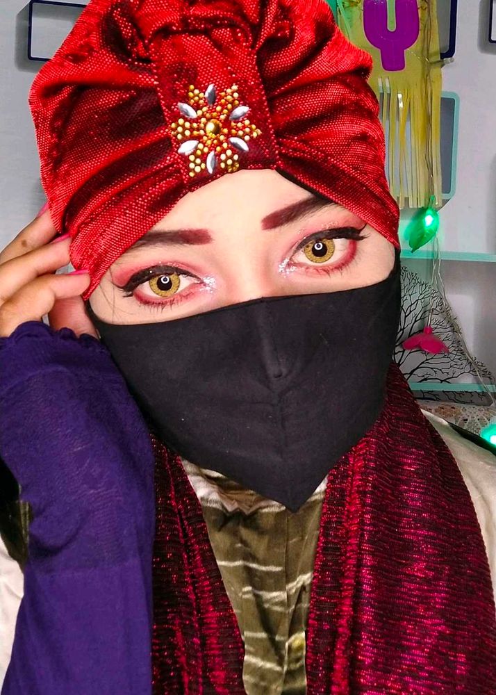 Dubai Red Velvet Turban with Embellishment