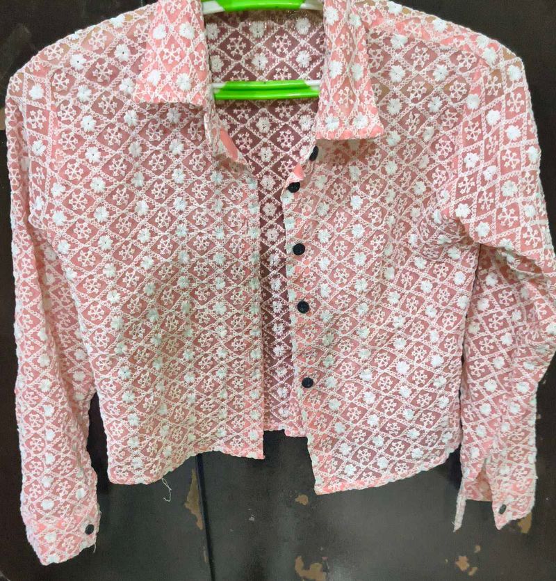 Pink Lace Crop Top