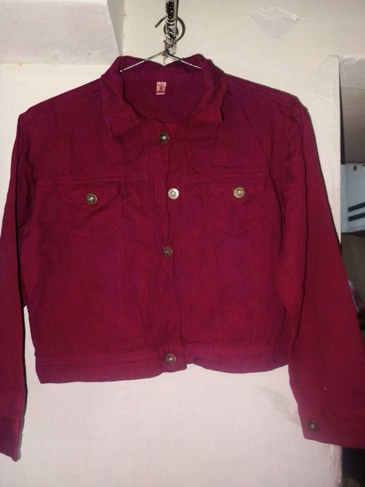 Maroon Denim Jacket