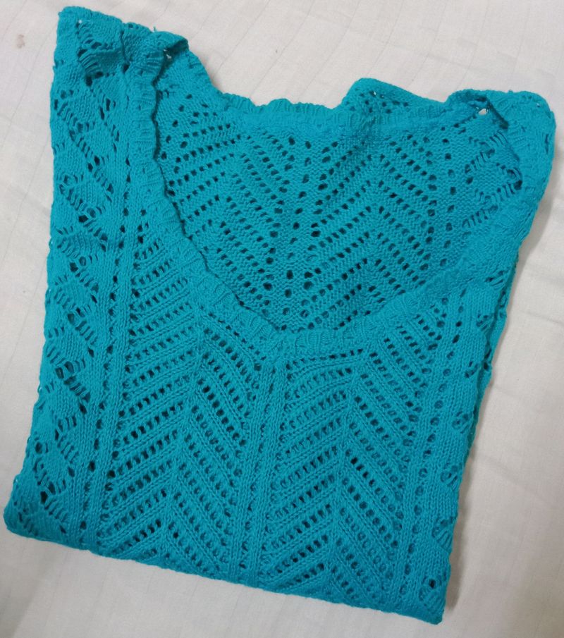 Teal V-Neck Knit Top