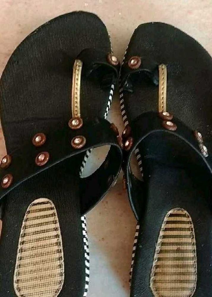 Embellished Black Flats,wore once,no flaws