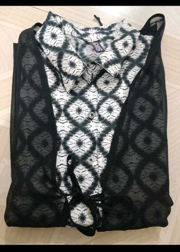 Stylish Black Jacket Kurta