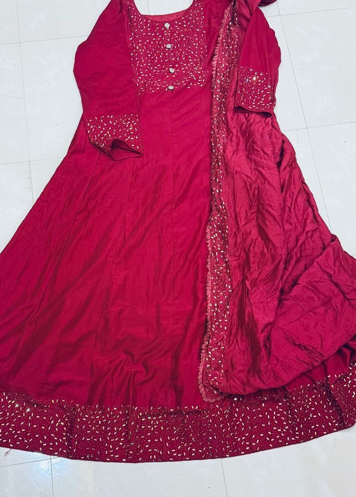 Maroon Stone Work Gown✨❤️