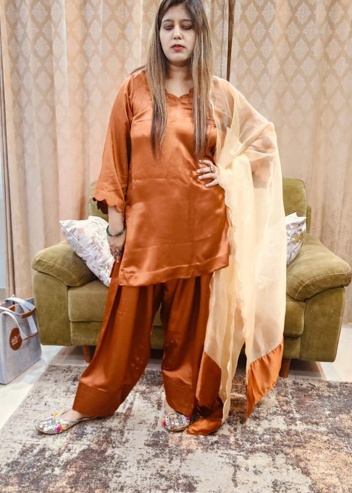 Farshi Salwar Suit With Organza Dupatta