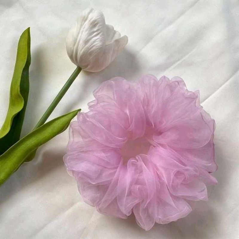 Pink Organza Scrunchie