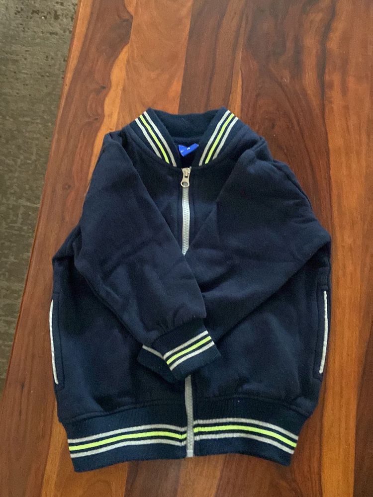 Navy Zip-Up Bomber Jacket