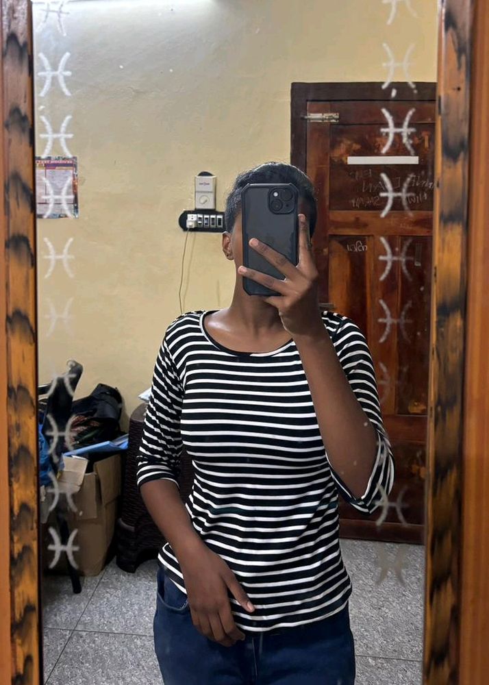 Black And White Striped Top