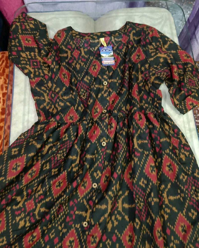 Ikkat Print Dress/Kurta