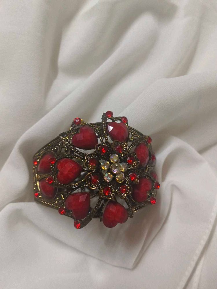 Red Heart Stone Bangle