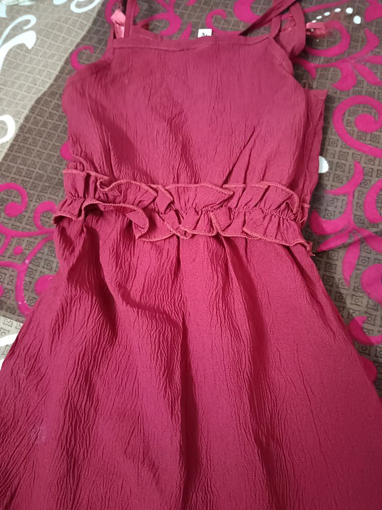 Girls Fancy Jumpsuit Maroon Color