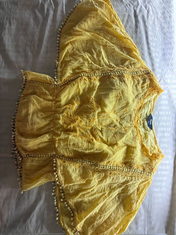 Yellow Embroidered Top