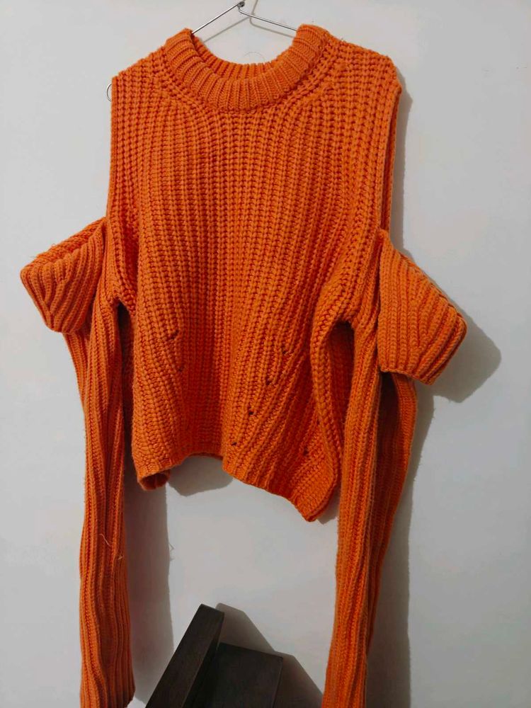 Imported Orange Knit Sweater