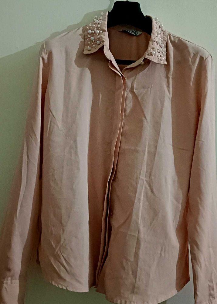 Vintage Pearl Collar Shirt For Women