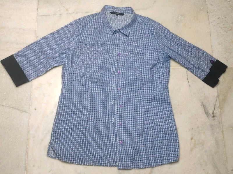 Patterned Blue Shirt