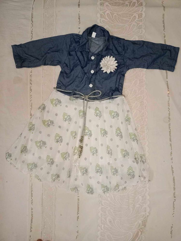 Cute Denim &amp; White Dress