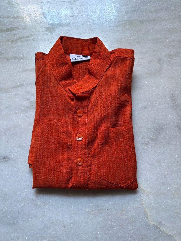 Vibrant Orange Kurta For Boy