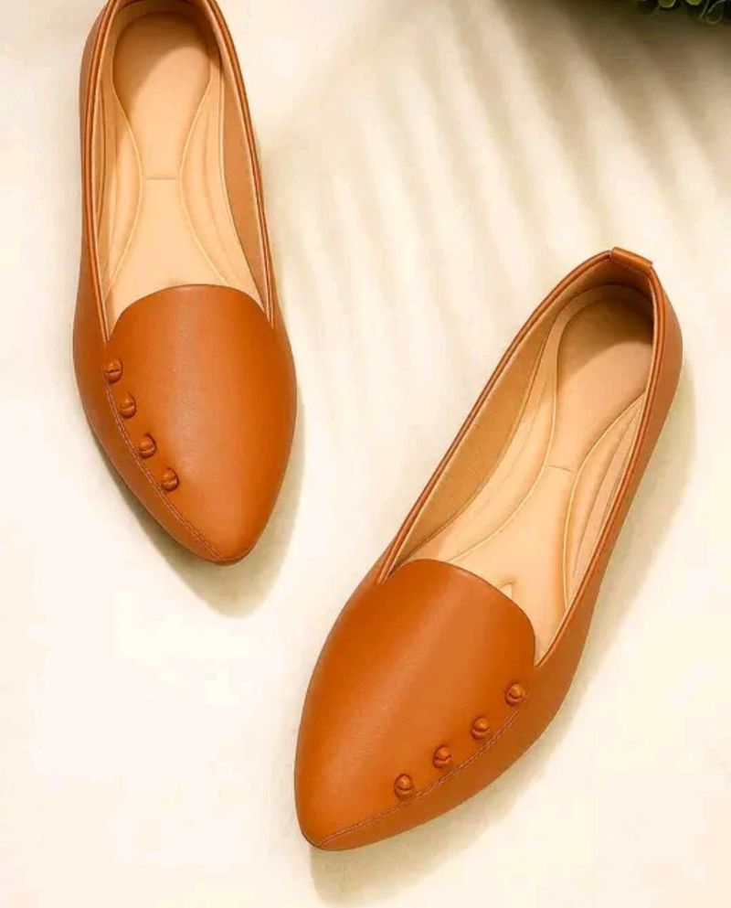 Tan Pointed Toe Flats