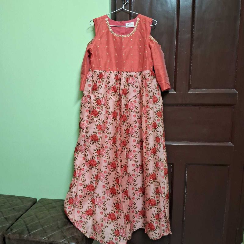 Max Pink Floral Offshoulder Gown
