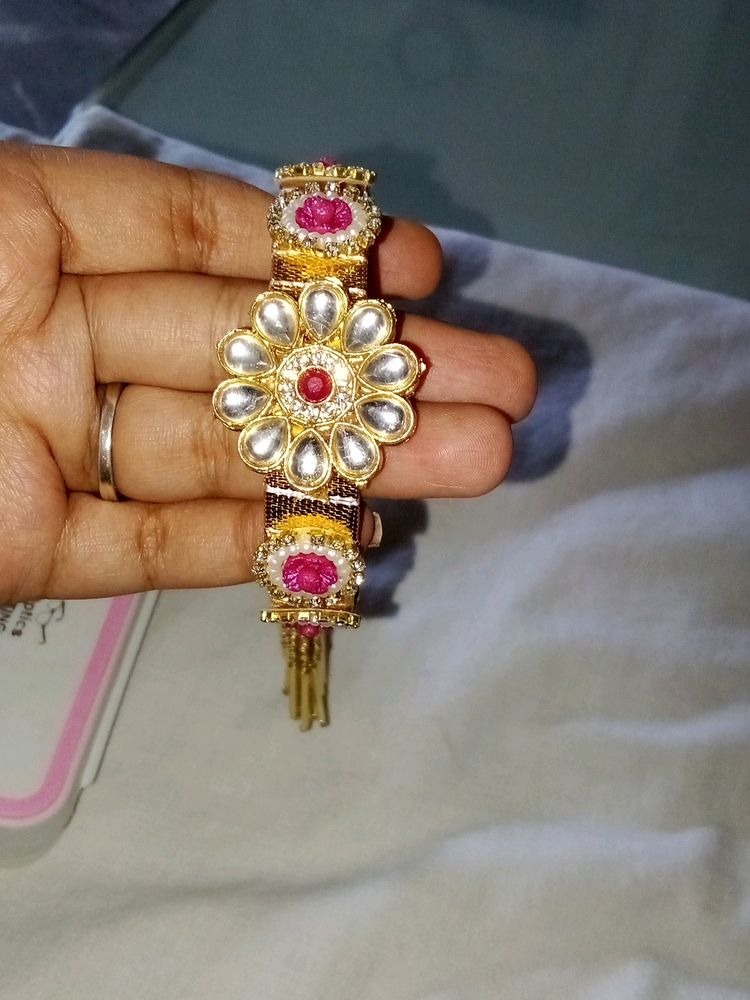 Golden  Kundan Kada With  Tassel