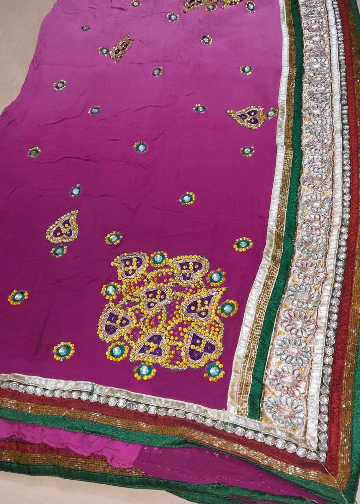 Purple Embellished Saree