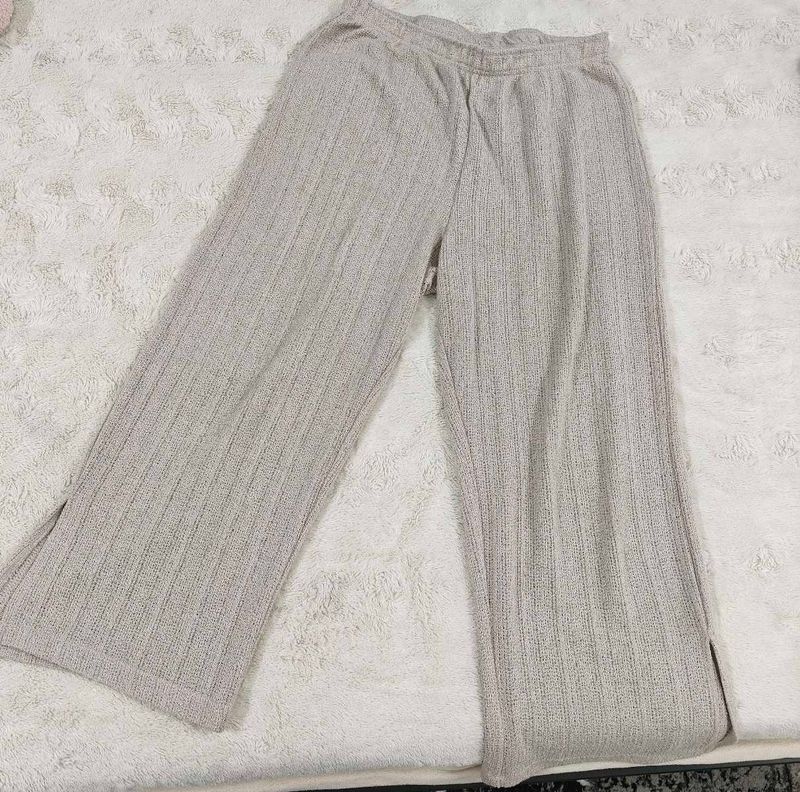 Wide Leg Knit Pants 3/4th