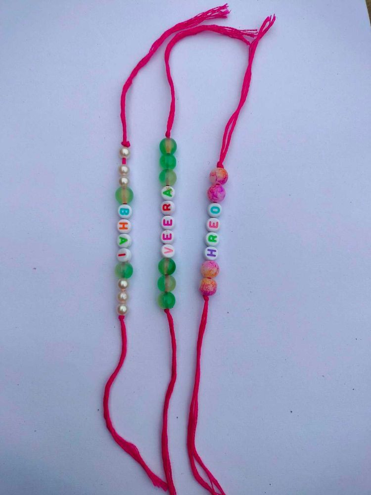 Pink Thread Name Rakhi Combo
