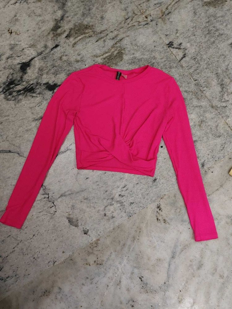 H&amp;M Full Sleeve Neon Pink Top