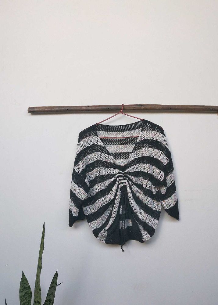 Black And White Crochet Top