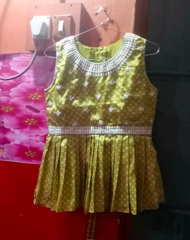 Green Embroidered Peplum Top