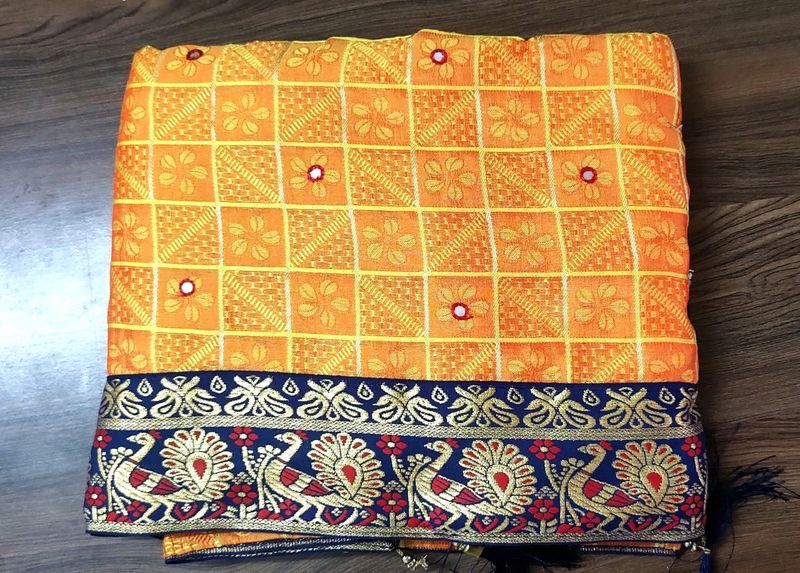 Yellow Bandhani Type Saree