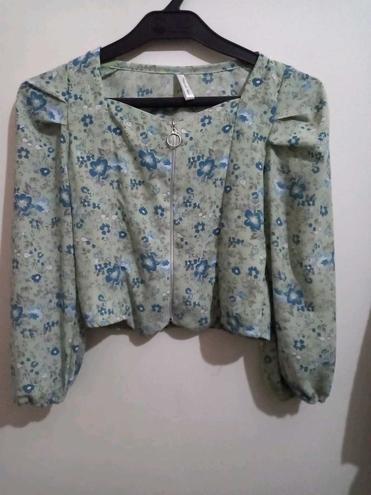 Floral Blue Crop Top