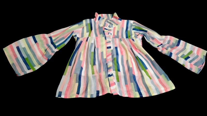 Striped Flared Sleeve Top