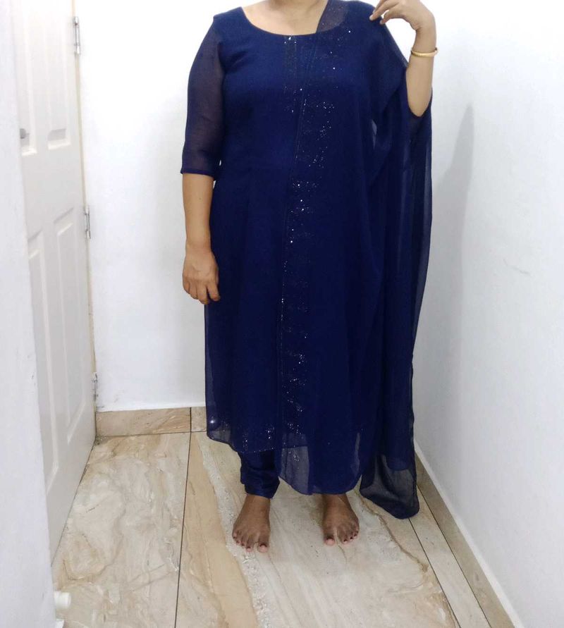 Blue Kurta Set With Dupatta