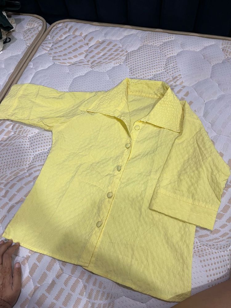 Yellow Button-Up Top