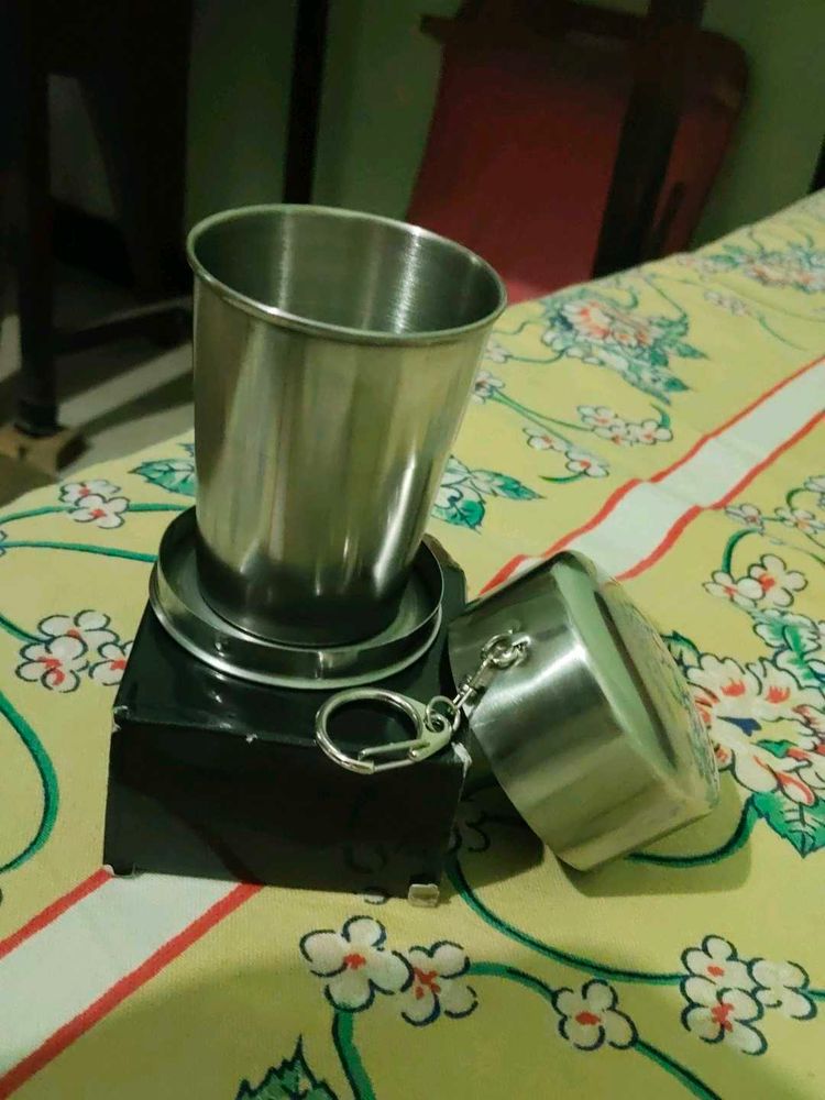 Collapsible Travel Shot Glass Keychain