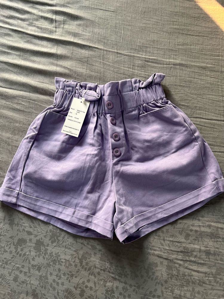 Cute Purple High-Waisted Shorts