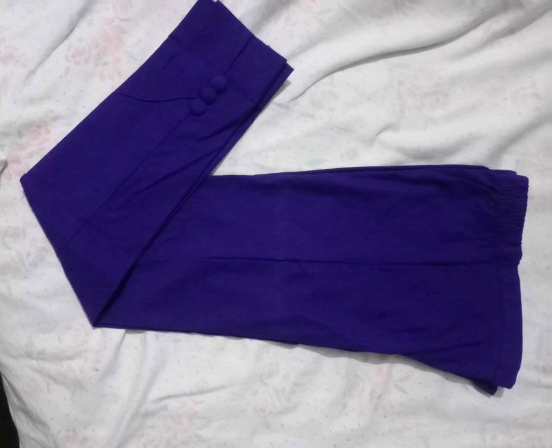 Purple Capri Pants with Button Detail