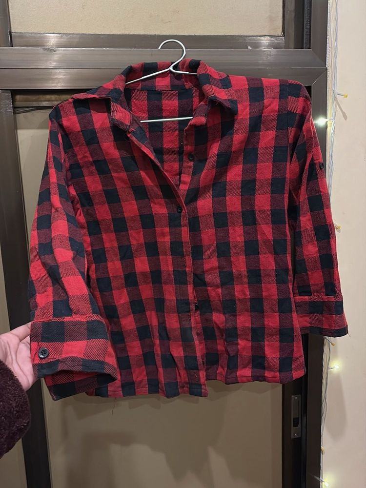 Red &amp; Black Plaid Flannel Shirt