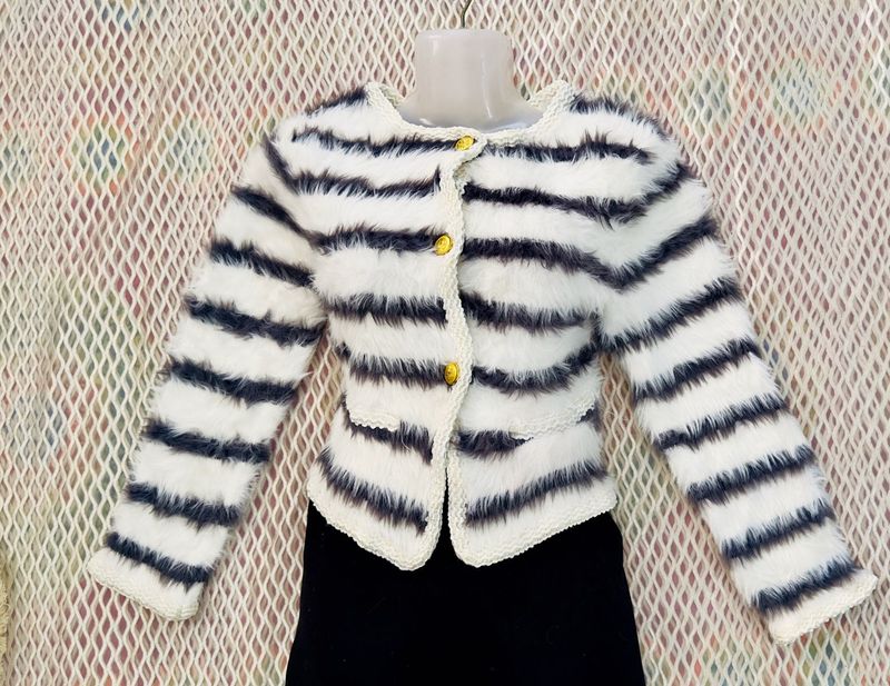 Striped Faux Fur Jacket