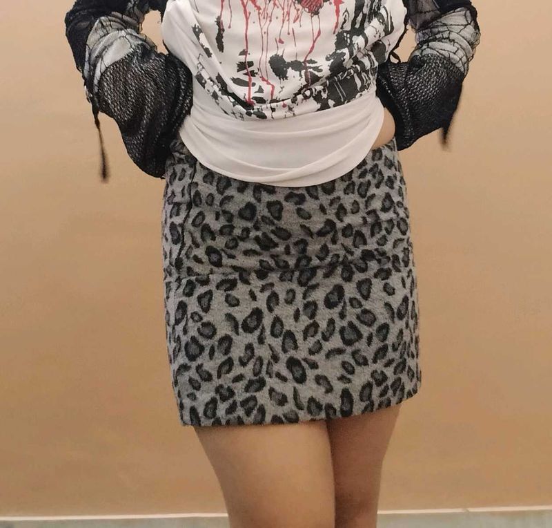 Animal Print Mini Skirt