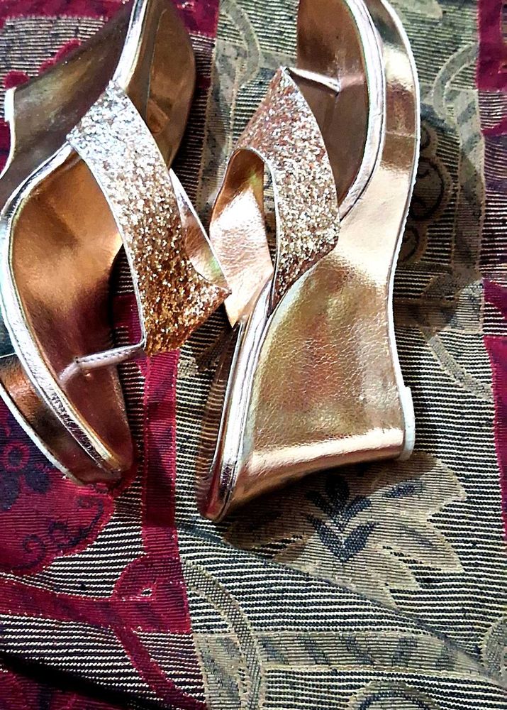 Gold Glitter Wedges