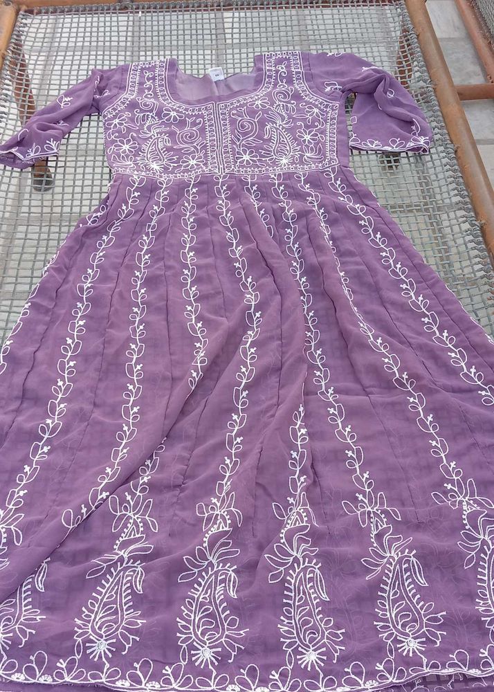 Chikankari Anarkali Long Kruti