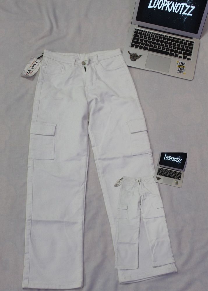 Zara White Cargo Pants
