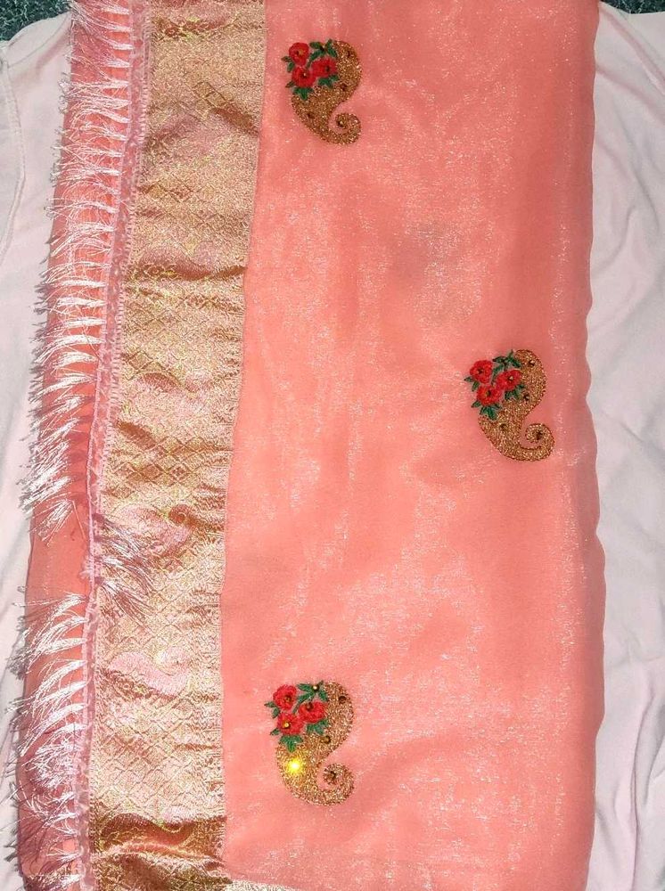 Elegant Peach Saree