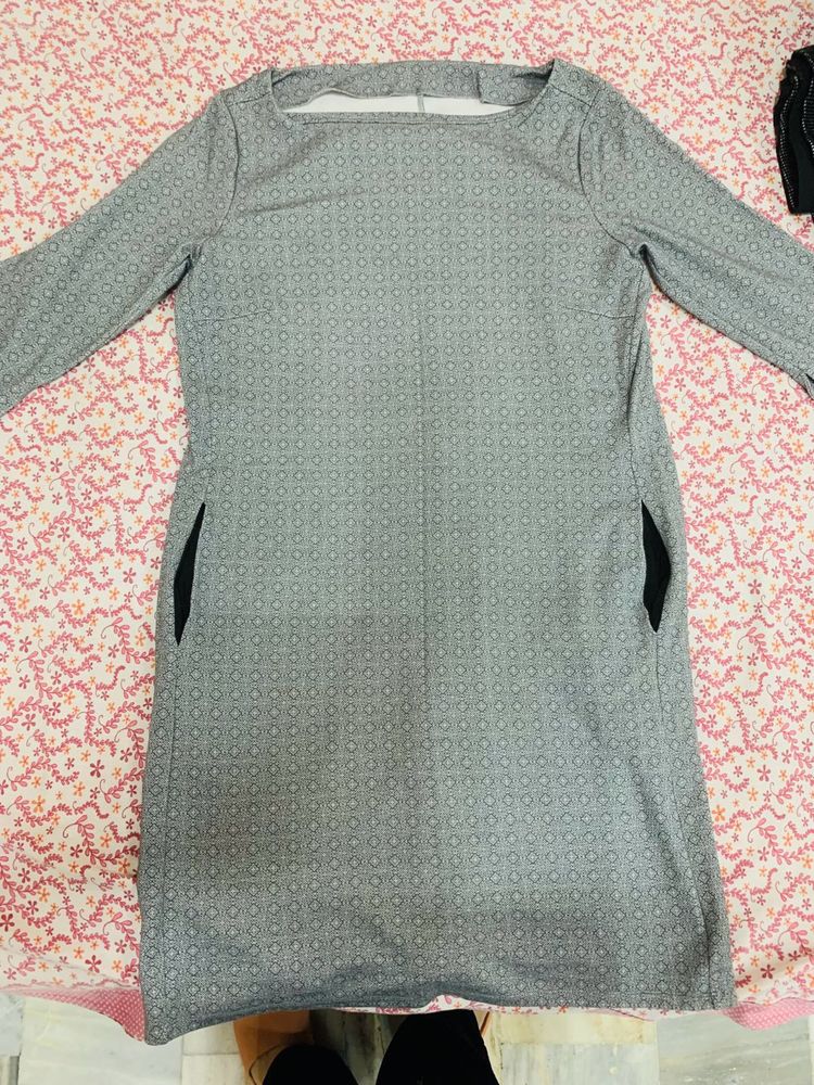 Grey Printed Casual Dress