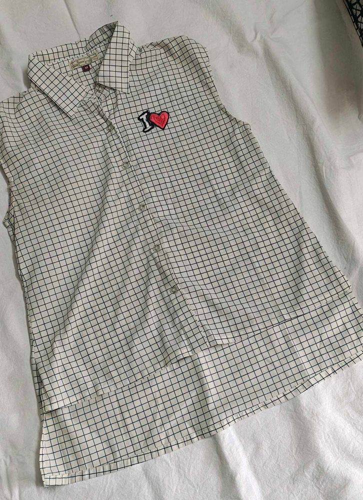 Checkered Sleeveless Shirt