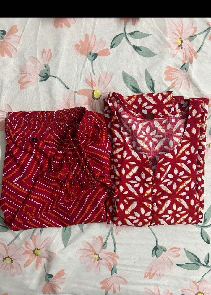 Red Printed Kurti Sets ❤️